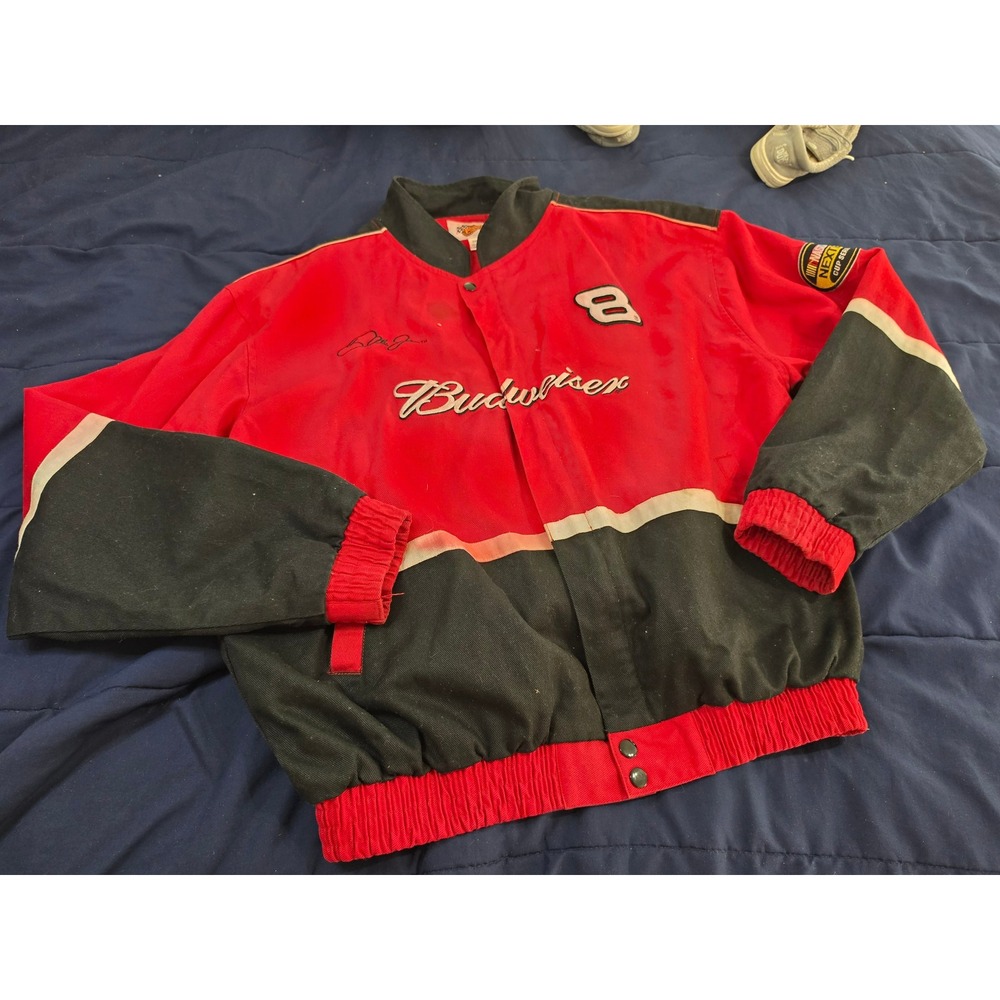 Winners Circle Dale Earnhardt Jr 8 Budweiser NASCAR Racing Jacket Red Black XXL